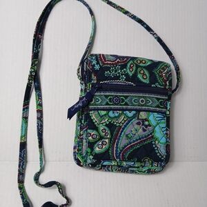 Vera Bradley Blue and Green Paisley Crossbody Bag